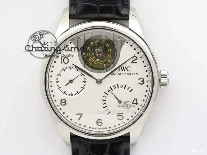 MIROTIME 0524 Sporty Portuguese Tourbillon IW5463 SS ZF Best Edition Black Dial on Black Leather Strap 7173